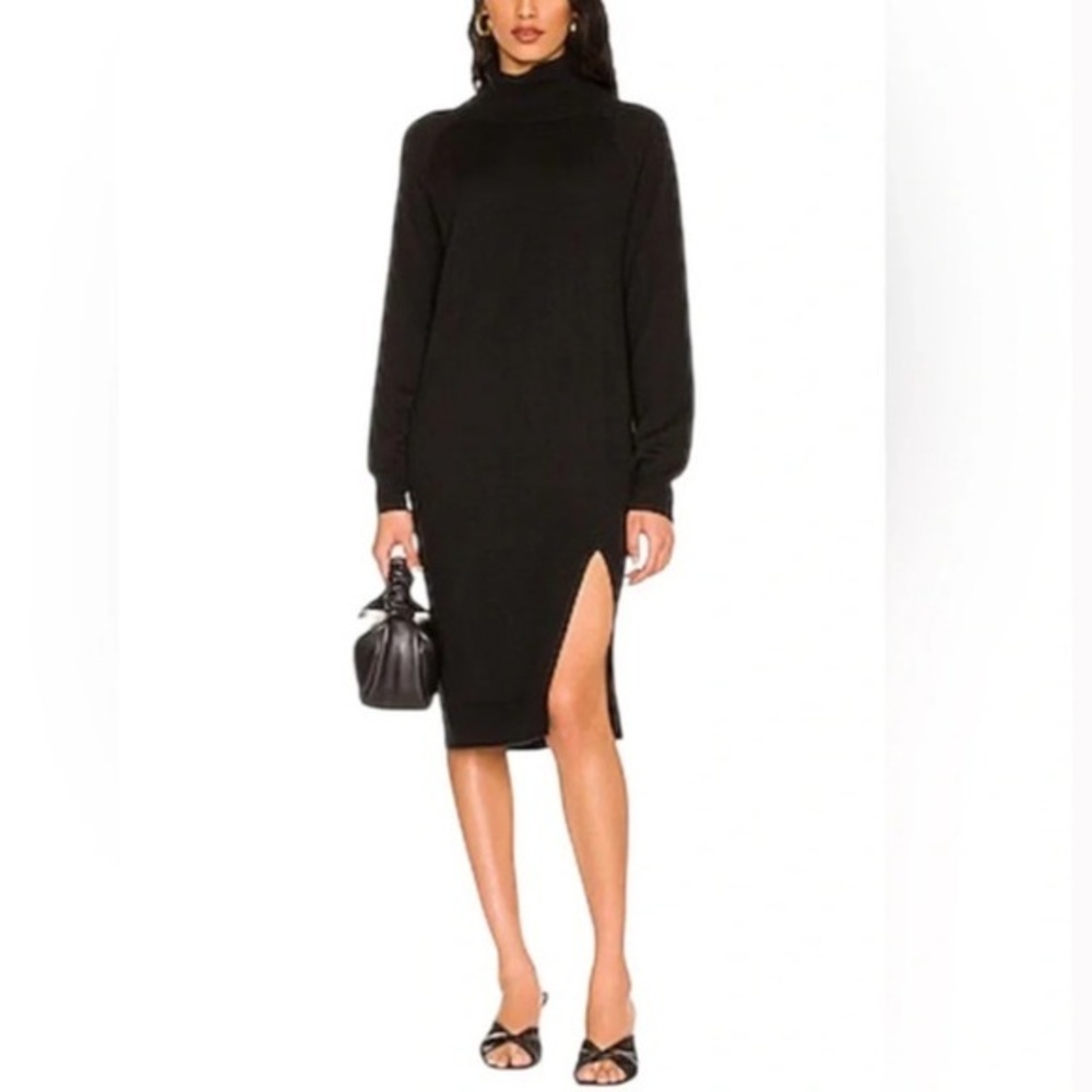 One Grey Day Rassi Midi Turtleneck Sweater Dress Black XS Revolve Merino Wool